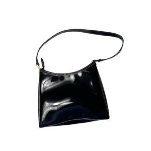 Liz Claiborne Black Patton Purse Pretty Pink Interior Three Pockets 1 Zips Old $